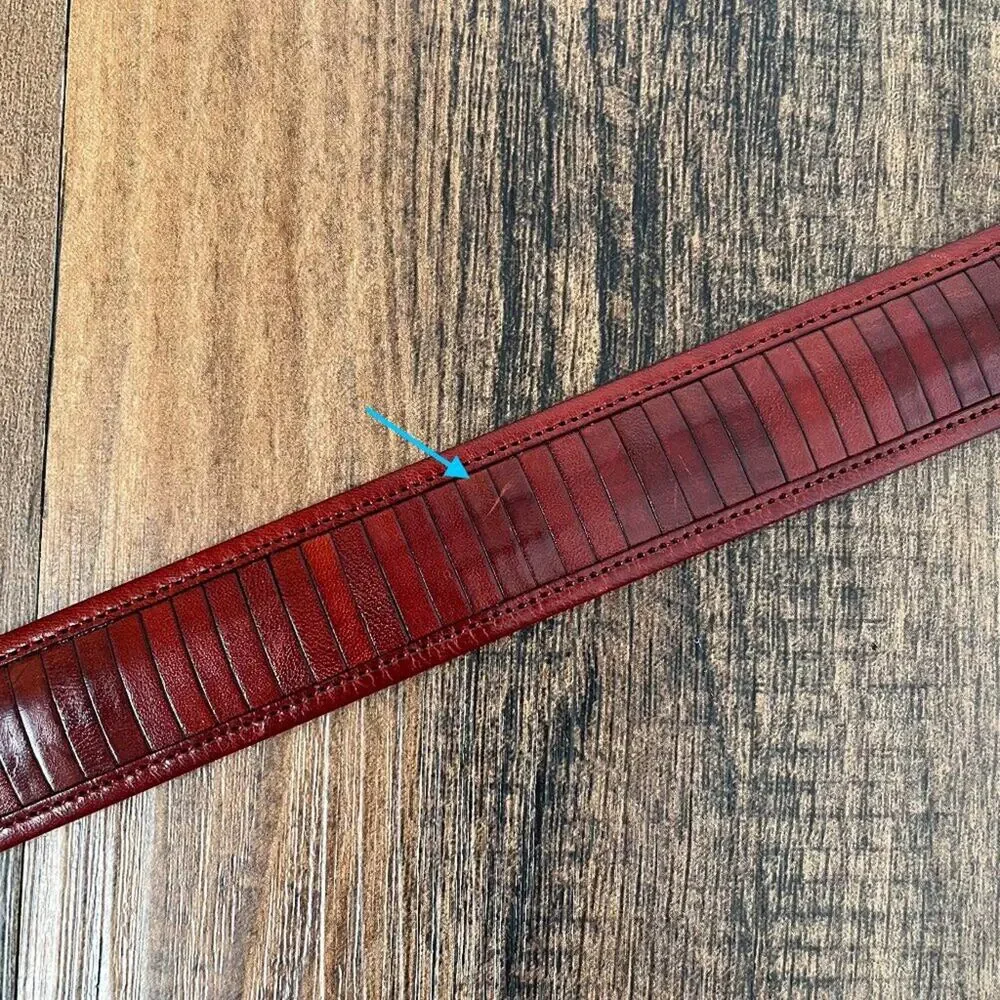 Mezlan Leather Belt Western Classic Paneled Made in Spain Mens Size 40 Brown Red